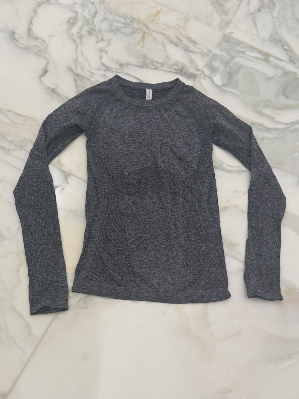Athleta Momentum seamless Long-Sleeve Top Charcoal Heather Gray XXS